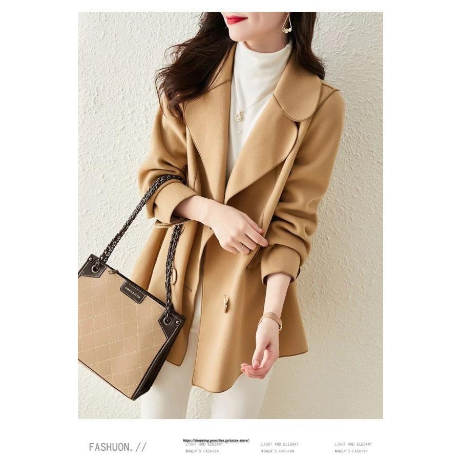 コート・ジャケット | テーラードジャケット レディース コート アウター 長袖 ミディアム丈 羽織り 春 秋 冬 無地 カジュアル ラシャ ダブルブレスト 秋 冬 あったか 通勤 通学