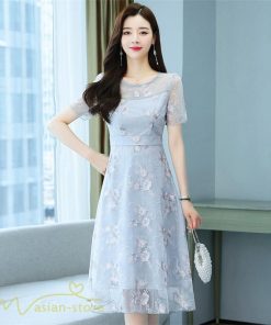 ミディアム | ワンピース エレガント レディース 膝丈 カジュアルワンピース 春 サマーワンピース 夏 新作 半袖 きれいめ グレー カジュアル 大きいサイズ お出かけ 花柄