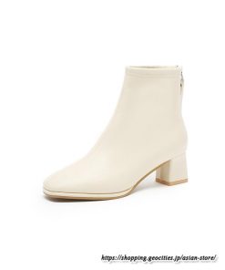 ショートブーツ | レディース 裏起毛なし 裏起毛あり スクエアトゥ ブーツ チャンキーヒール 太ヒール 後ろファスナー 大人 シューズ 通学通勤 靴 ミドルヒール