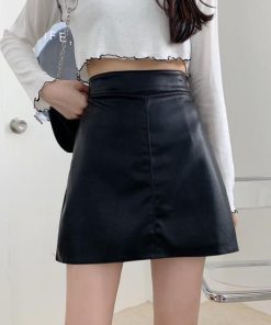 スカート | 13色pu台Aラインミニ秋冬タイトハイウエスト ヒップアップ 合皮レザー 裏地付き 無地 安全性 セクシー