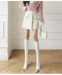 スカート | ミニレディース Aライン タイト ショート丈 キュロットラシャ 暖か カジュアル お出かけ 韓国風 2022秋冬 着回し 通勤 新作