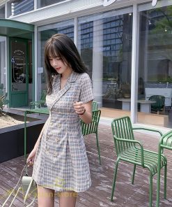 ミニ丈 | シャツワンピース レディース きれいめ チェック柄 夏新作 2021 コーデ カジュアルワンピ 韓国風 着痩せ 細身 日常感 レトロ 上品 アウトドア お出かけ デート