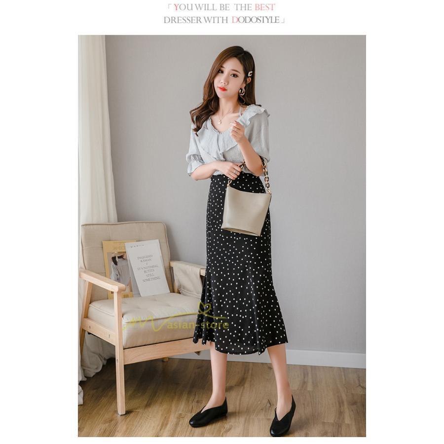 スカート | マーメイドマーメイド レディース ボトムス ロング丈 美シルエット ドット柄 シフォン20代30代40代 通勤通学 春夏 カジュアル 2022