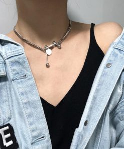 ネックレス | 首飾り ストリート チェーンチョーカー アクセサリー ショート ダンベル シルバー レディース ペンダント