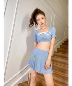 水着 | レディース ワンピース型 体型カバー 温泉2点セット 水着セット セクシー お洒落 可愛い 20代30代40代 無地 セパレート 韓国ファッション 着痩せ