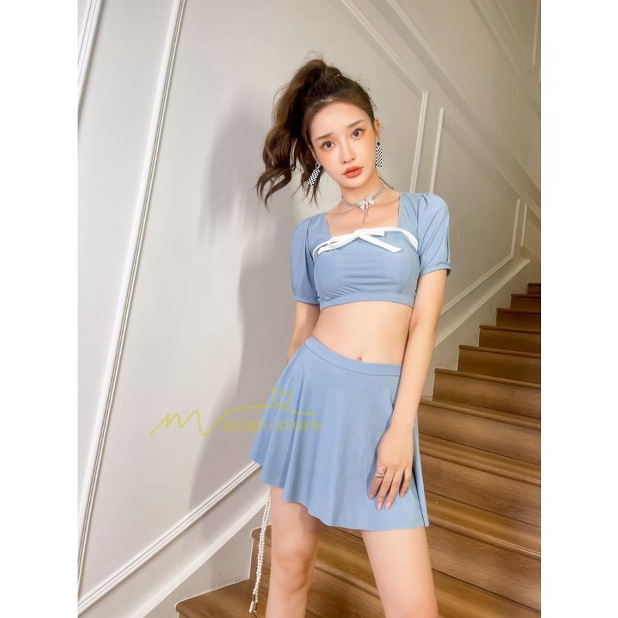 水着 | レディース ワンピース型 体型カバー 温泉2点セット 水着セット セクシー お洒落 可愛い 20代30代40代 無地 セパレート 韓国ファッション 着痩せ