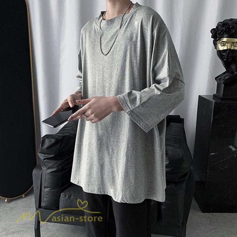 Tシャツ | メンズ 無地 大きいサイズ カットソー 上品 7分袖 サマートップス ゆったり 日常感 メンズスタイル シンプル 体型カバー カッコウイイ