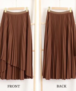 ロングスカート | 不規則裾 プリーツスカート ハイウエスト