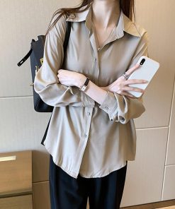 シャツ・ブラウス | シャツ おしゃれ 無地 オフィス ボダン ブラウス トップス ロング 襟付き 前開きシャツ レディース 仮ポケット付き