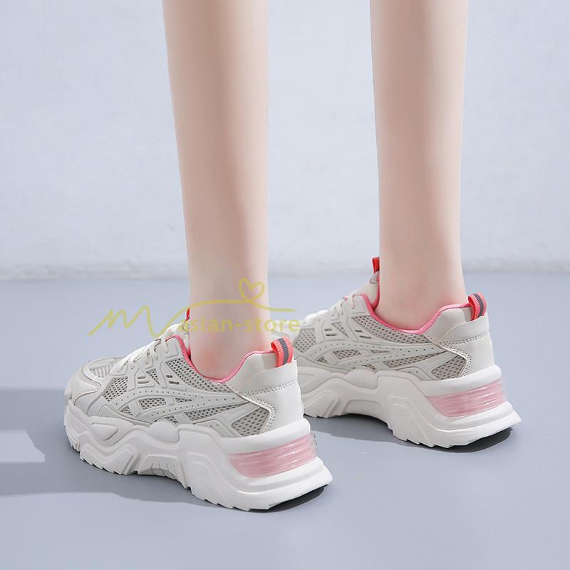 スニーカー | レディース 白 ダッドレディース 厚底 身長アップ ランニングシューズ 通気 厚底シューズ 厚底ダッドスニーカー 軽量 美脚 歩きやすい