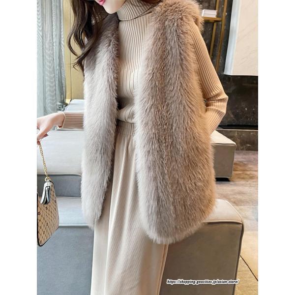ベスト | ボリュームフェイクファーファー毛皮レディース 冬 フェイクファー 毛皮コート アウター ノースリーブ ふわふわ ジレ 秋冬 前開き
