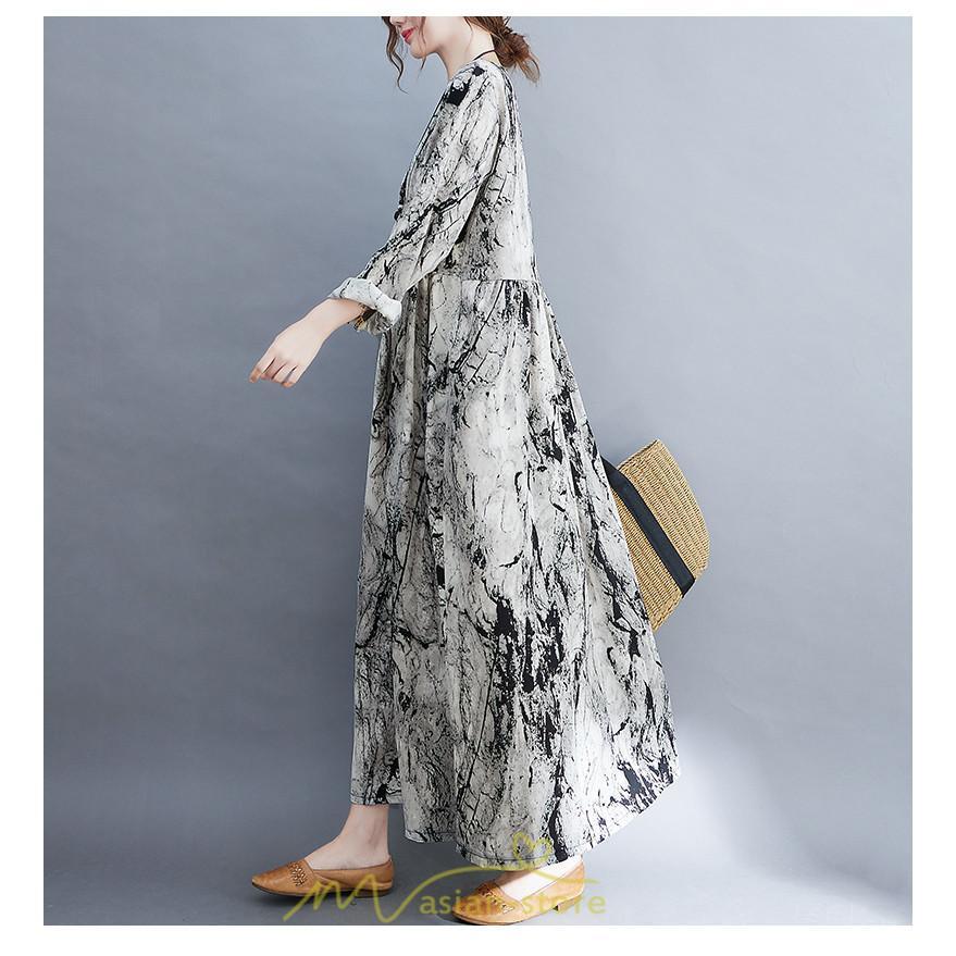 マキシ | 長袖ワンピース 秋物 レディース ロングワンピース 夏 30代40代 大人 秋ワンピース 新作 ワンピース Aラインワンピ 広い裾 旅行 ゆったり 可愛い 揺れる