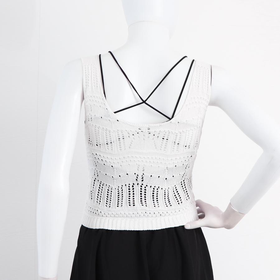 透かし編みトップス | 透かし編み タンクトップ スクエアネック