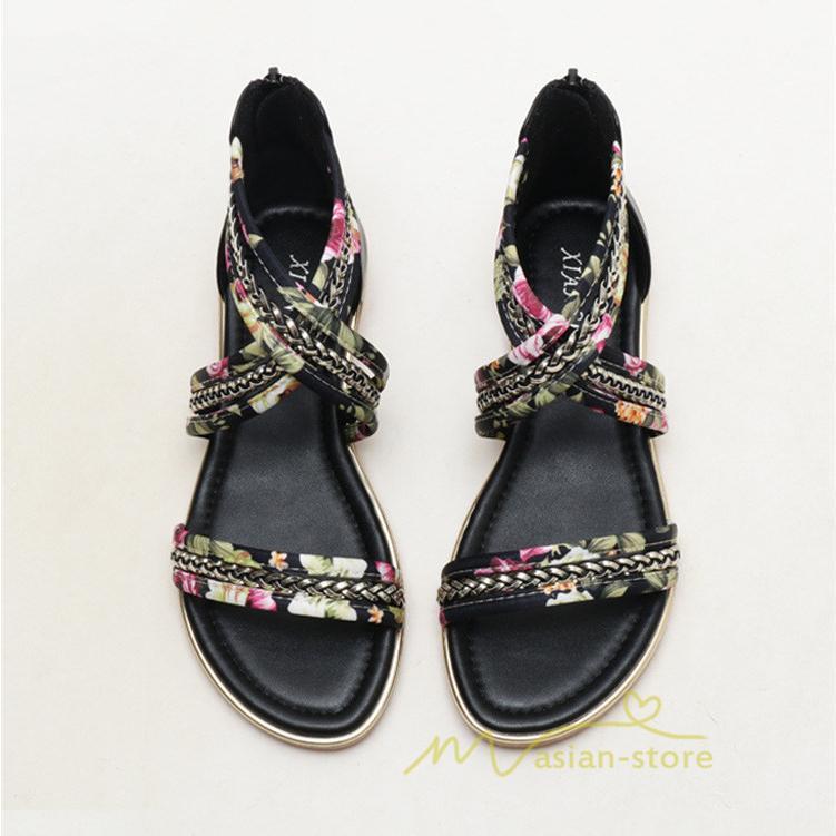 サンダル ミュール | サンダル レディース 歩きやすい ウェッジソール バックファスナー ローヒール フラットサンダル 2021年夏 ぺたんこサンダル ストラップサンダル 歩きやすい