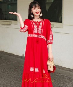 マキシ | ワンピース きれいめ レディース 夏 秋 ロング 上品 大人 七分袖 お出かけ 高見え 赤 白 黄色 上質 20代 50代 40代 ゆったり リゾート 30代 旅行 体型隠し