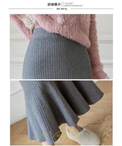 スカート | ニットレディース ボトムス ロング丈 ミモレ丈 ウエストゴム Aライン タイト マーメイド 楽チン 秋冬 韓国風 かわいい 着痩せ お出かけ デート