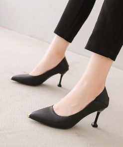 パンプス | ポインテッドトゥピンヒール 紐なし スリップオン ミドルヒール 黒 柔らか 滑り止めソール シューズ 30代40代 レディース 靴 オフィス