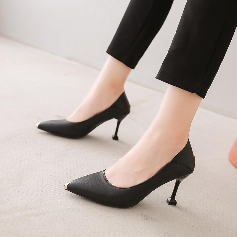 パンプス | ポインテッドトゥピンヒール 紐なし スリップオン ミドルヒール 黒 柔らか 滑り止めソール シューズ 30代40代 レディース 靴 オフィス