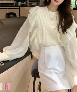 ニット・セーター | フリルニットトップス レディース 韓国風