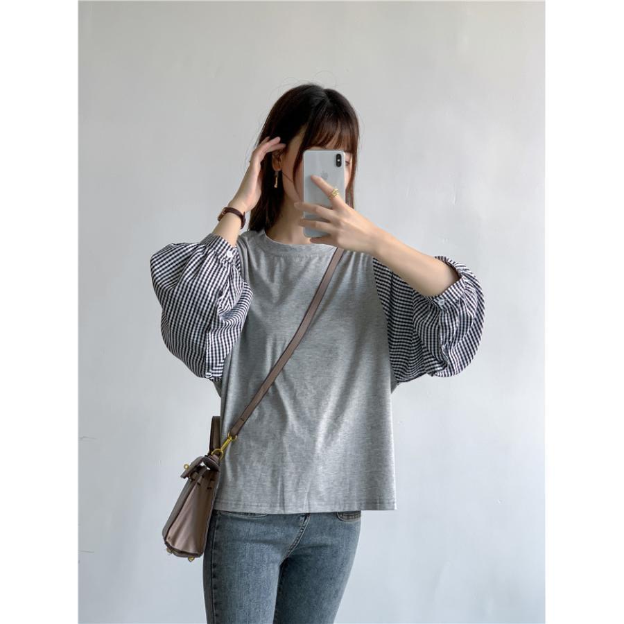 tシャツ・カットソー | Tシャツ 長袖 レディース カジュアル レイヤード カットソー シャツ 異素材 切り替え トップス Tシャツ ブラウス 20代 重ね着 30代 秋物 50代 ゆったり