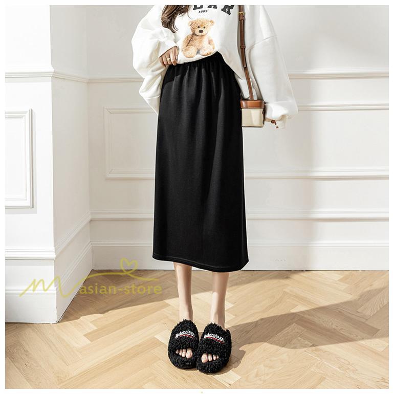 スカート | レディース 無地 カジュアル ひざ下丈 きれいめ 秋冬コーデ エレガント 通勤 通学 20代 Aライン40代 30代 ウエストゴム 50代 ゆったり