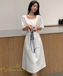 ミディアム | ワンピース レディース 春 夏 半袖 サマーワンピース 着痩せ 無地 カジュアル 大きいサイズ 上品 Aラインワンピース 大人 韓国風 通学 シフォン お出かけ 通勤