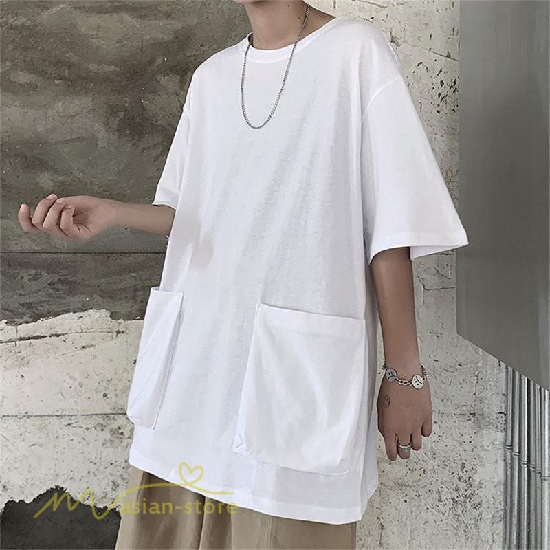 Tシャツ | メンズ 無地 カットソー 半袖 クルーネック カジュアル ポケット 半袖大きいサイズ 着回し 夏新作 サマー ルームウェア ゆったり トップス