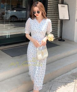 マキシ | ワンピース レディース 40代 膝丈ワンピース 春夏 半袖 通勤OL オシャレ結婚式ドレス Vネック 花柄ワンピース きれいめ お出かけ Aライン カジュアル 上品 2022