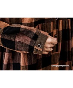 マキシ | チェック柄ワンピースリネン風 シャツワンピース 30代レディース秋物長袖 綿麻風 ゆったり ゆるシルエット 大人 チェック柄 可愛い 通学通勤 ロングシャツ