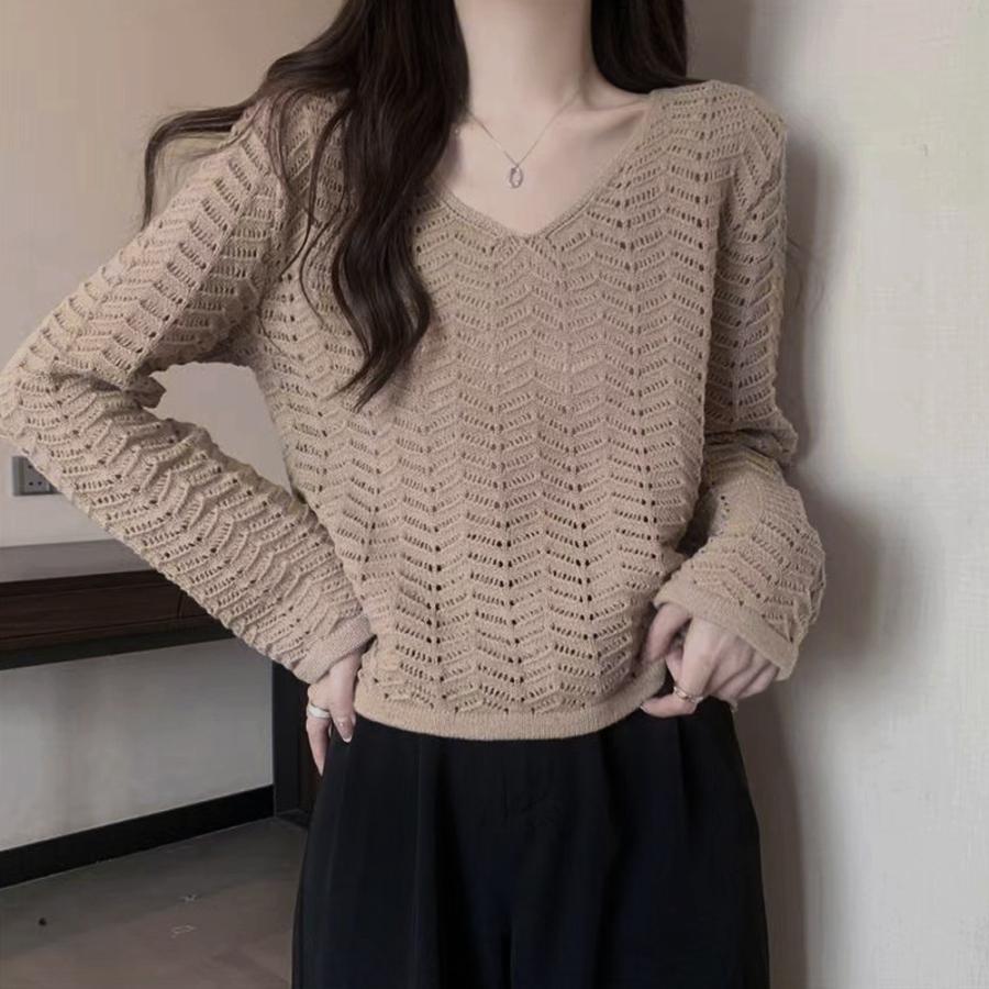 透かし編みトップス | 透かし編みニット メッシュニット 春秋冬