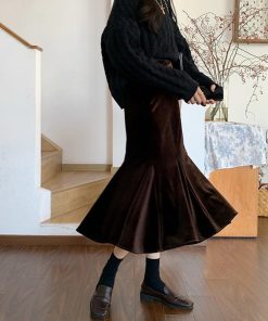 ロングスカート | マーメイドスカート ベルベット 韓国風