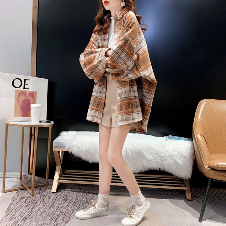 シャツ・ブラウス | チェック柄シャツ 起毛シャツブラウス韓国