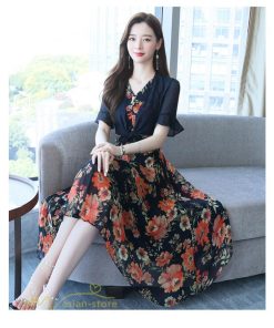 ミディアム | ワンピース レディース 花柄 着痩せ きれいめ おしゃれ 夏 サマーワンピース 膝丈 大きいサイズ 通勤 肩マント ミディアムワンピース お出かけ 気質 二点セット