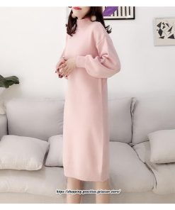 マキシ | ニットワンピース レディース 40代 秋冬 長袖ワンピース無地 ハイネック ニットワンピース ロング丈 スカート オシャレゆったりセーター ニットインナー