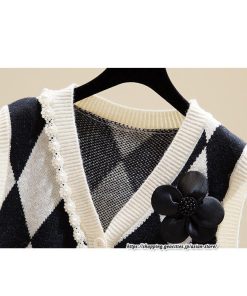 ベスト | ニットレディース トップス Vネック タンクトップ ノースリーブ 袖なし インナー ニット 重ね着風 レイヤード風 20代30代 セーター 女ニット