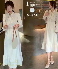 ミディアム | シャツワンピース ワンピース スプリングワンピース レディース 着痩せ 上品 長袖 気質 エレガント 大きいサイズ 通学 お出かけ Aラインワンピース 大人 通勤