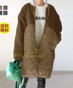 ダウンジャケット コート | キルティングコート 中綿 レディース コート 中綿コート 冬 キルティング 無地 ジャケット 防寒コート カーディガン ドッキング 秋 アウター ブラック トレンド