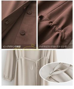 マキシ | 長袖ワンピース ワンピース レディース 秋物 羽織り カーディガン ロングワンピ ミモレ丈 4way 大人 上品感 無地 30代40代 リボン パフスリーブ 二次会