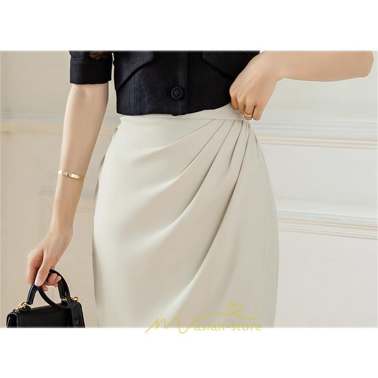 スカート | スリット入り 膝下 ひざ下 レディース ボトムス オフィス カジュアル 美脚 セクシー スリット 黒 ベージュ 脚長 ピンク ハイウエスト 通勤 春夏秋冬 OL