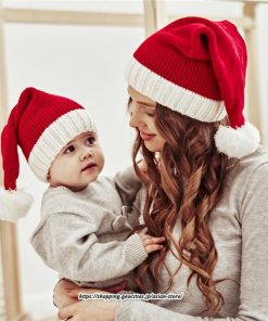 レディース | サンタ帽子 クリスマス 厚手 2022 サンタクロース 帽子 ふわふわ パーティー コスプレ サンタ 仮装 接客 子供 大人 イベント ニット 2type 親子
