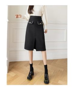 スカート | ロング丈 ミモレ丈 ハイウエスト Aライン レディース エレガント レトロ風 着痩せ 秋冬 スリット 女子会 ビジネス 通勤 OL フォーマル 就活　