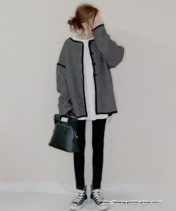 カーディガン | 秋冬 レディース 長袖 アウター 羽織り ツイード ノーカラー ツイードノーカラーゆったり トップス カーディ 楽チン