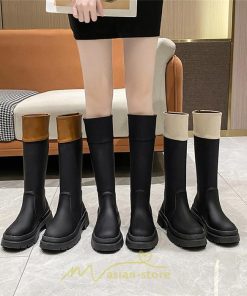 ロングブーツ | レディース ブーツ 厚底 歩きやすい 痛くない 定番 カジュアル 人気ブーツ ファスナー 黒 ブラック 美脚 おしゃれ オフホワイト 白 ブラウン