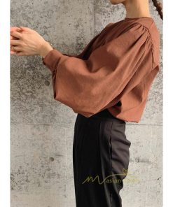 シャツ・ブラウス | 長袖ブラウス 綿100%ブラウス レディース シャツ 秋物 パフスリーブブラウス 無地 トップス 長袖 夏秋物 20代30代 可愛い ゆったりシルエット OL 大人