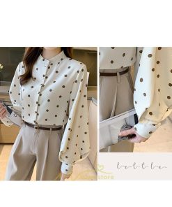 シャツ・ブラウス | シャス ブラウス 春夏 秋 シフォン レディース 長袖 フォーマル オフィス 入学式 入園式 ドット柄 外出 お出かけ ビジネス 20代30代40代50代 通勤 OL