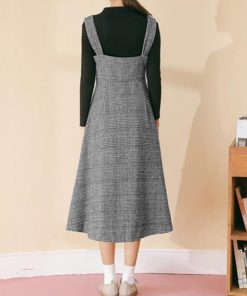 オールインワン | スカート ワンピース ロング 秋冬 チェック ジャンパースカート サロペット オールインワン 大人 グレンチェック