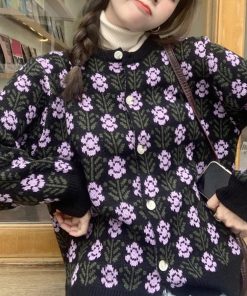 ニット・セーター | 花柄 ジャガードカーディガンレディース