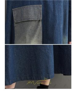 デニムワンピース | ワンピース デニム レディース 40代 ロング チュニック 長袖 ゆったり かわいい 大きいサイズ 藍 大きいポケット 体型カバー