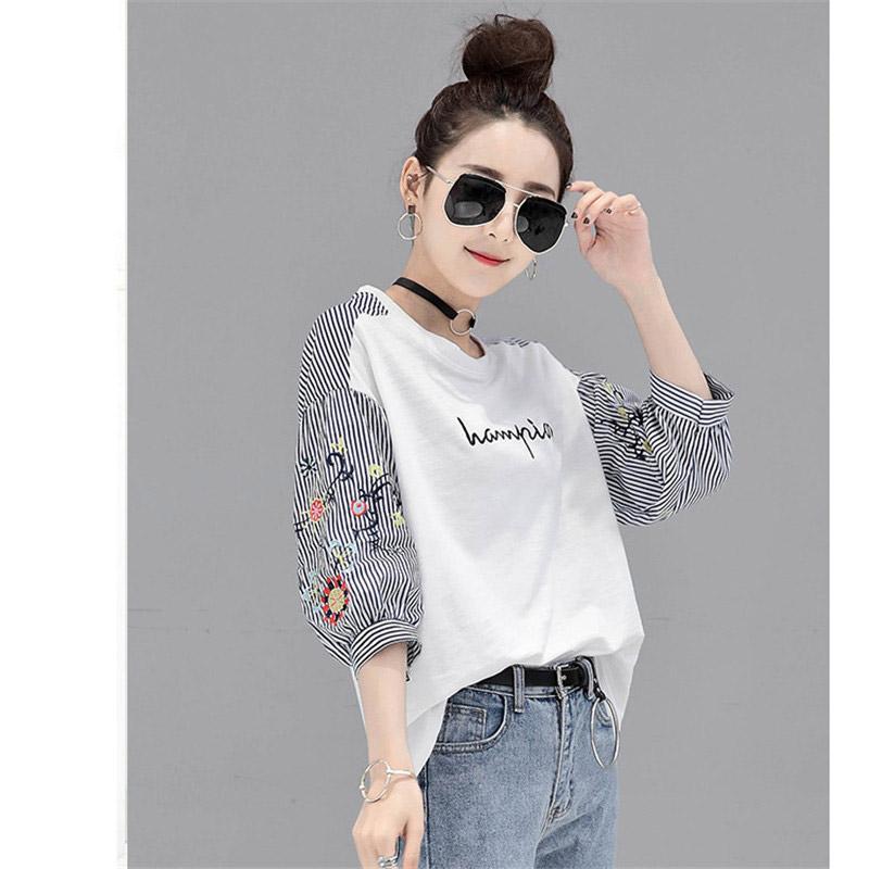 シャツ・ブラウス | シャツ ブラウス レディース パフスリーブ 花柄 刺繍 ストライプ トップス ラウンドネック 韓国風 カジュアル フェミニン トレンド ゆったり ファッション