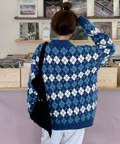 ニット・セーター | アーガイルカーディガン Vネック 長袖